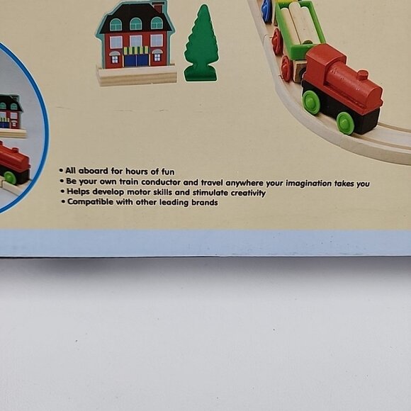 First Learning Wooden Train Set 35 Pc Figure Eight Bridge W/ Bridge Trees - Picture 2 of 3